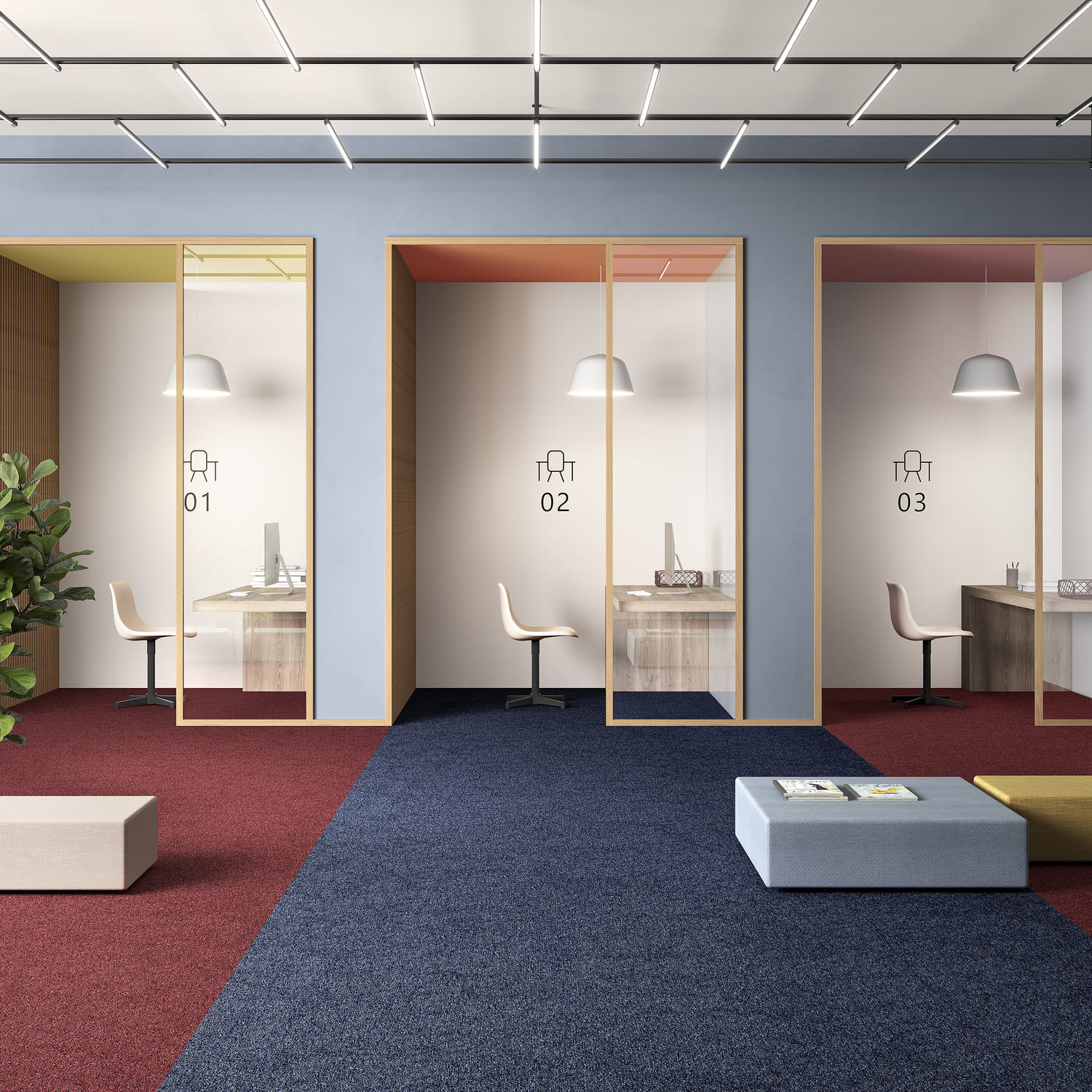 Ковровая плитка Associated Weavers Medusa Tile цвет 77 Royale 500×500×5,4 фото в интерьере